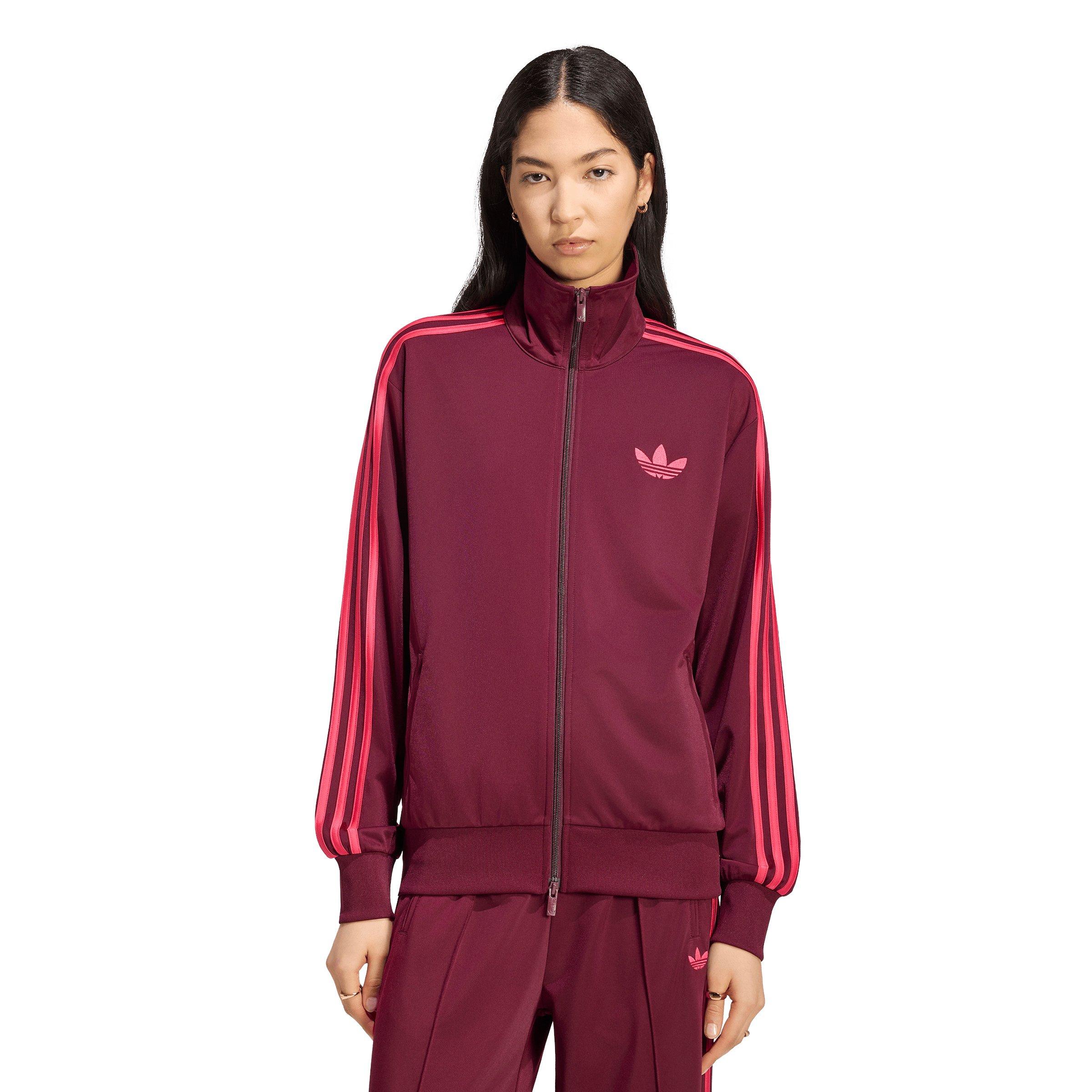 adidas Originals Women's Firebird Loose Track Top - Maroon/Pink - MAROON/PINK